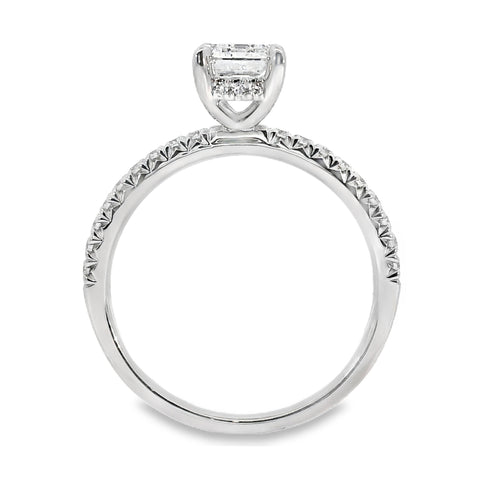 Hazel 18ct White Gold Emerald Cut Solitaire Hidden Halo Ring