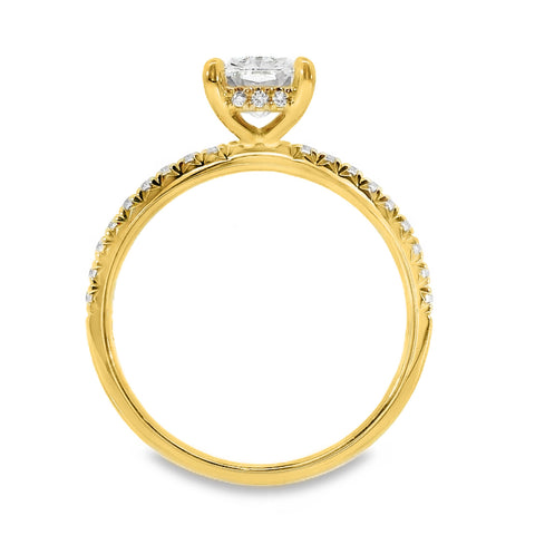 Adeline 18ct Yellow Gold Radiant Cut Solitaire Hidden Halo Ring