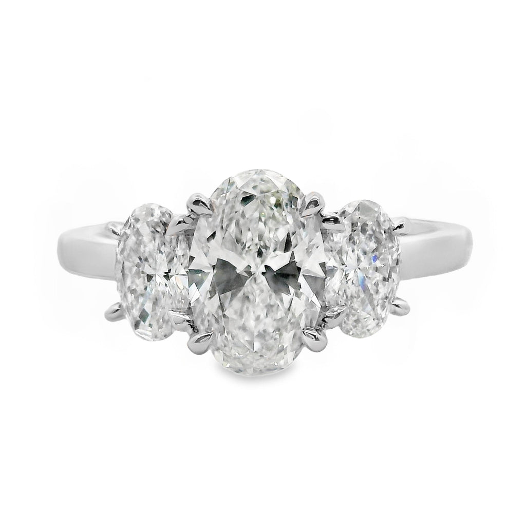 Mabel 18ct White Gold Oval Cut Trilogy Ring