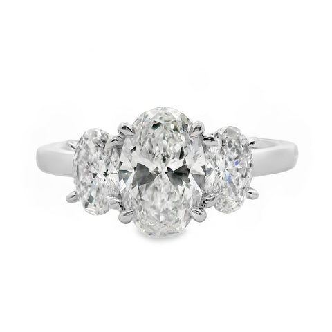 Mabel 18ct White Gold Oval Cut Trilogy Ring