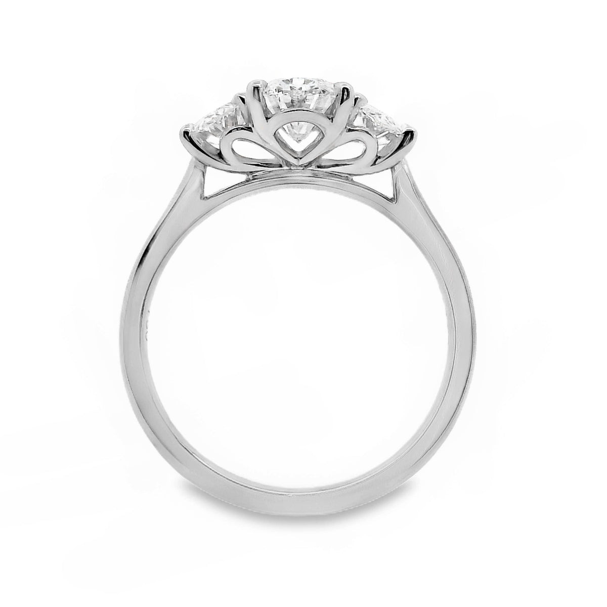 Mabel 18ct White Gold Oval Cut Trilogy Ring
