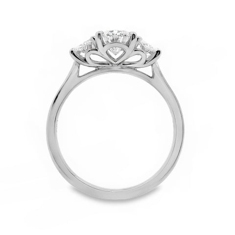 Mabel 18ct White Gold Oval Cut Trilogy Ring