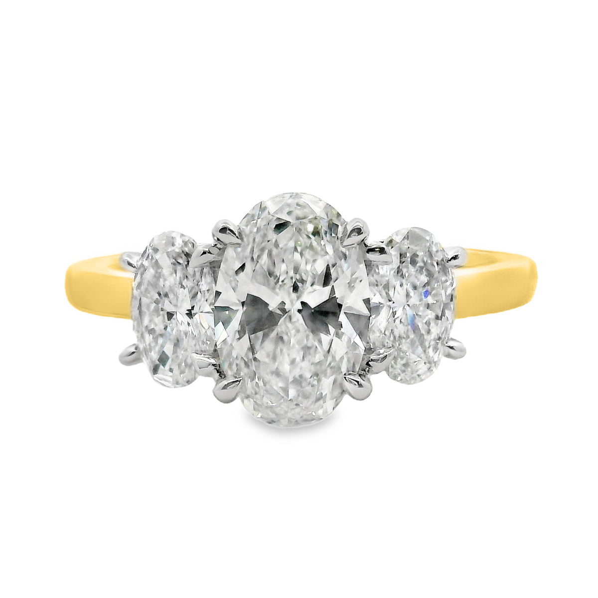 Mabel 18ct Yellow And White Gold Oval Cut Trilogy Ring