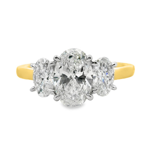 Mabel 18ct Yellow And White Gold Oval Cut Trilogy Ring
