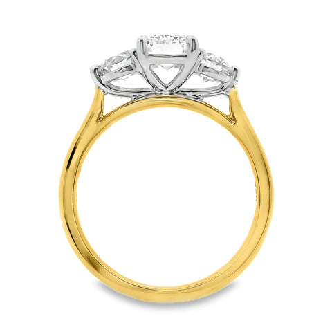 Lottie 18ct Yellow And White Gold Emerald Cut And Round Brilliant Cut Trilogy Ring