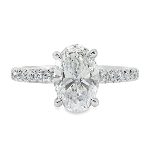 Elsie 18ct White Gold Oval Cut Solitaire Hidden Halo Ring