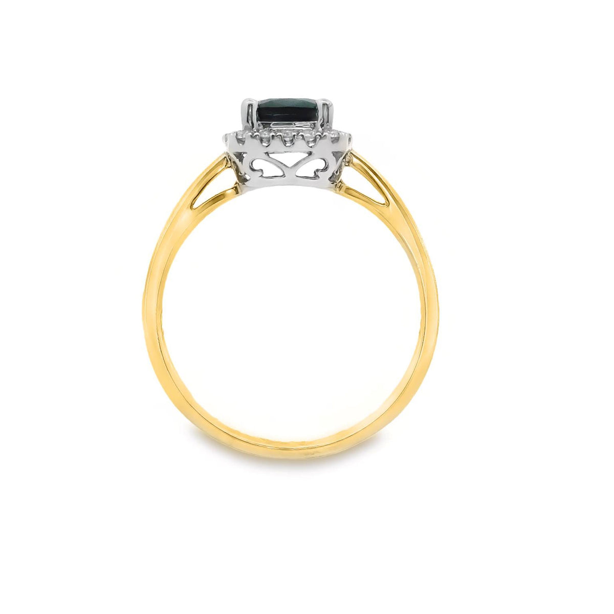 9ct Yellow Gold Natural Sapphire And Diamond Halo Set Ring