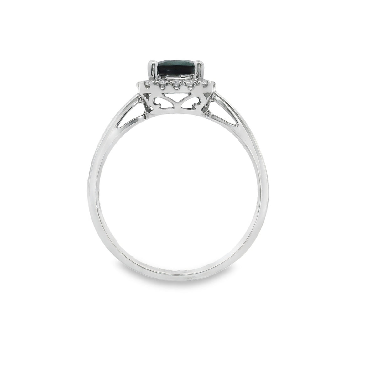 9ct White Gold Natural Sapphire And Diamond Halo Set Ring