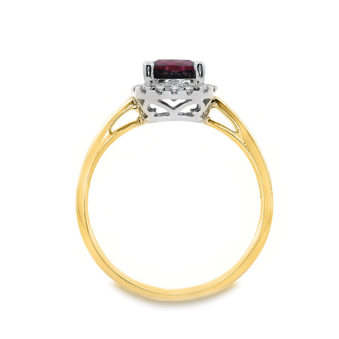Rhodolite Garnet And Diamond Halo Set Ring