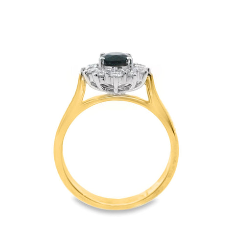 Natural Sapphire And Diamond Halo Set Ring