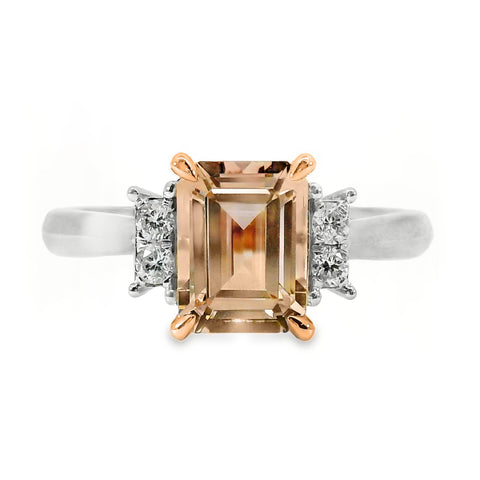 9ct White And Rose Gold Morganite And Diamond Ring