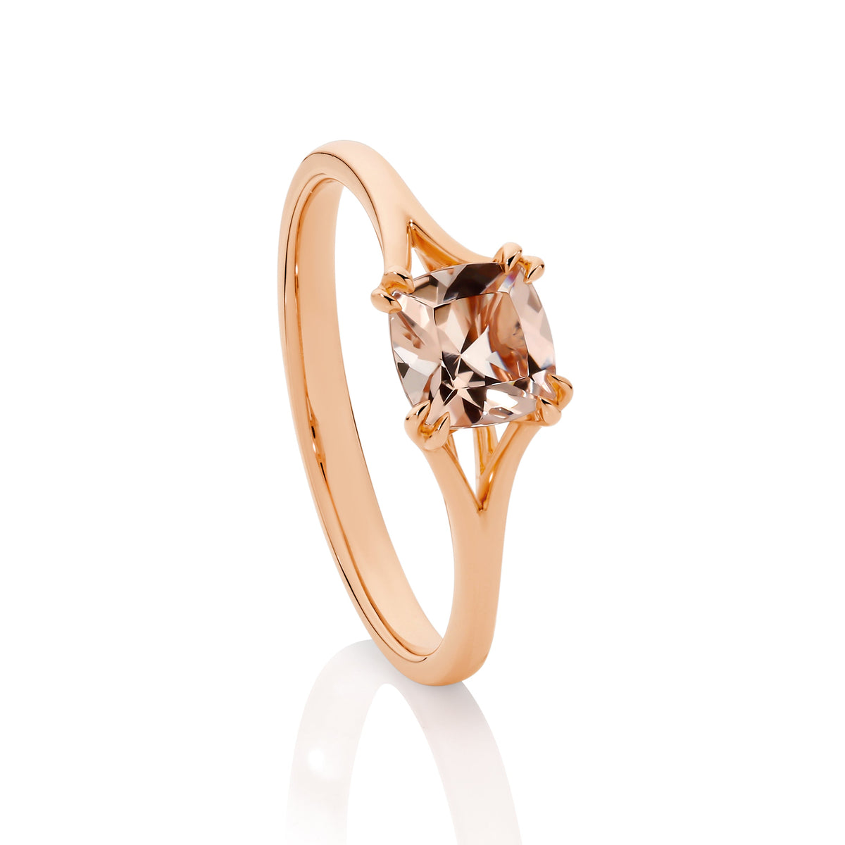 9ct Rose Gold Cushion Cut Morganite Ring