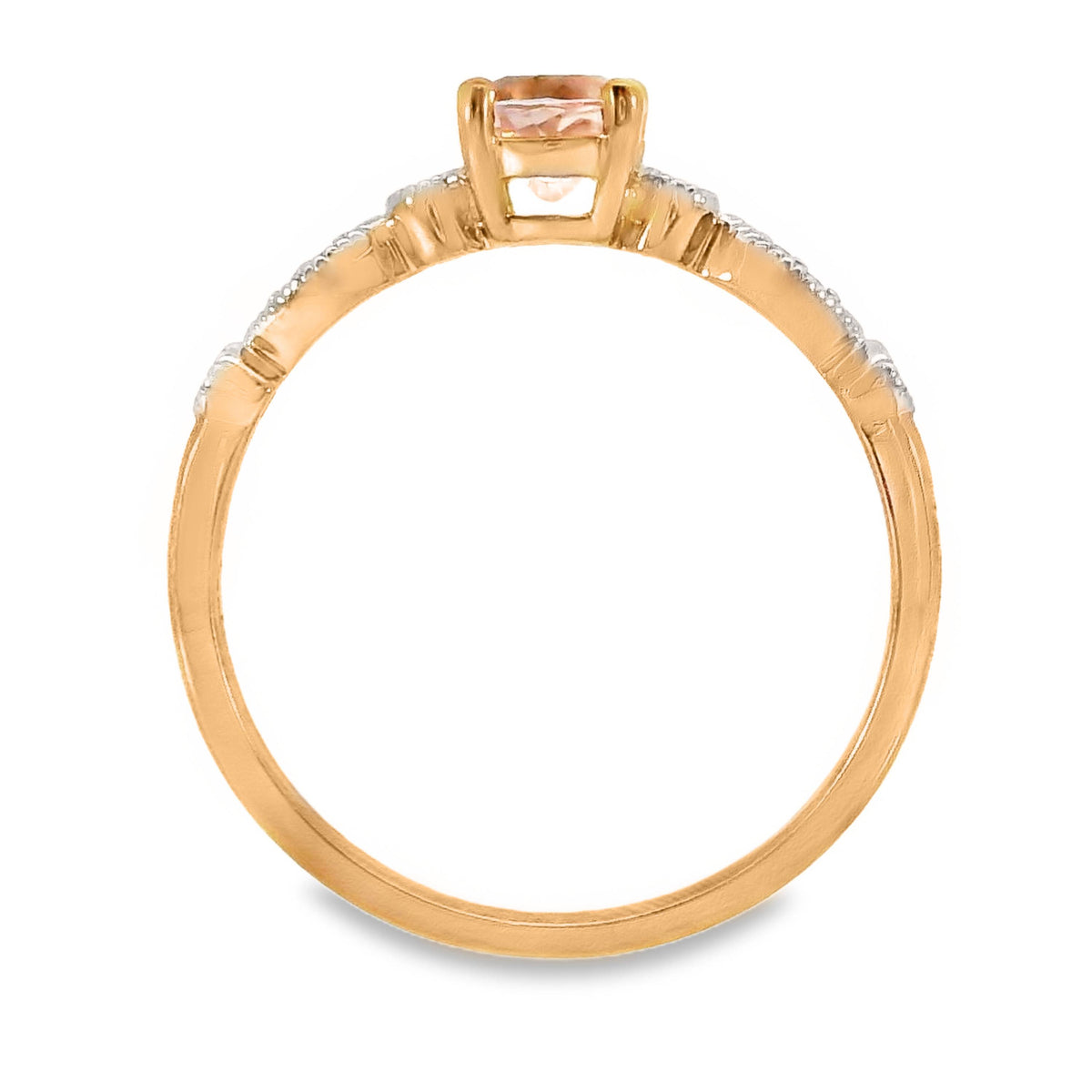 9ct Rose Gold Natural Morganite And Diamond Ring