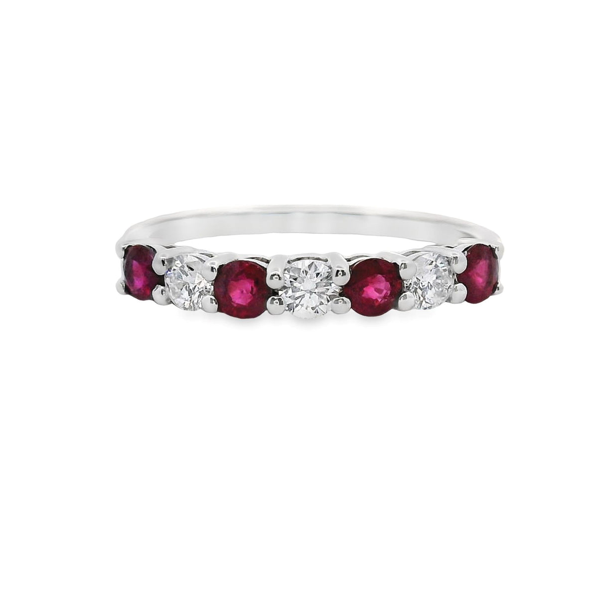 Alternating Diamond And Ruby Eternity Ring
