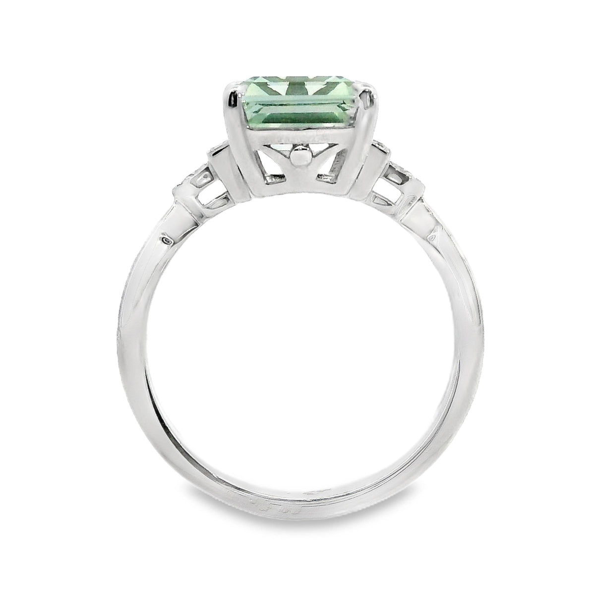 9ct White Gold Green Amethyst Art Deco Inspired Ring
