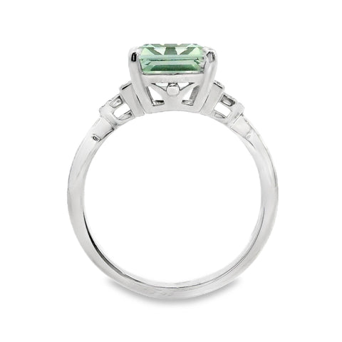 9ct White Gold Green Amethyst Art Deco Inspired Ring