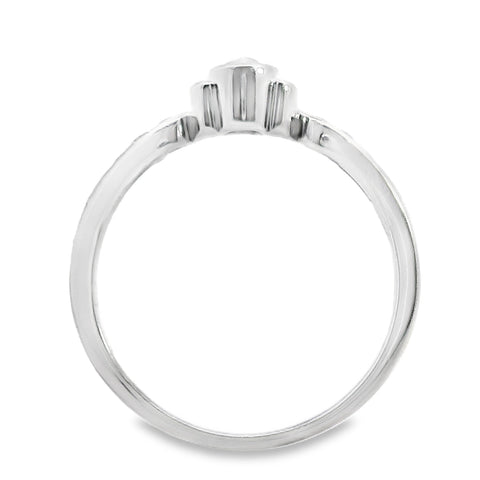 9ct White Gold Aquamarine And Diamond Bezel Set Ring