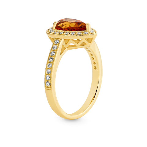 Pear Shaped Mandarin Garnet Ring