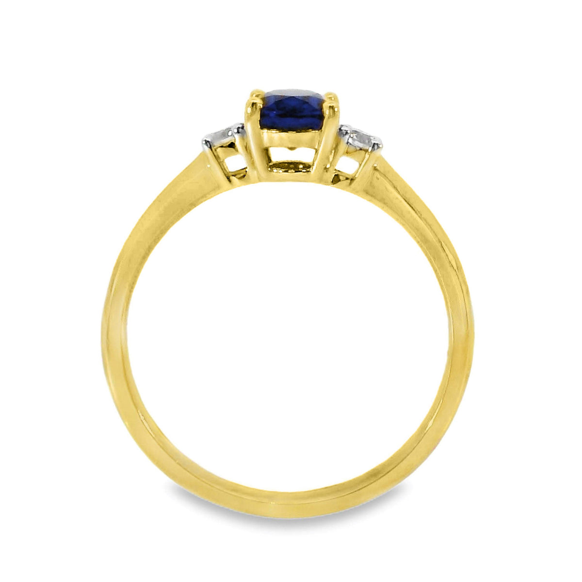 9ct Yellow Gold Lab Grown Sapphire And Diamond Trilogy Ring