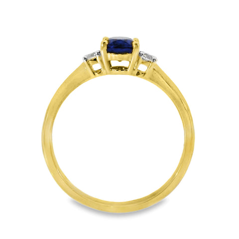 9ct Yellow Gold Lab Grown Sapphire And Diamond Trilogy Ring