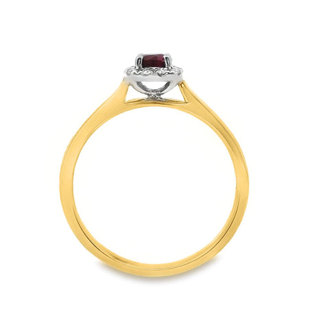 Natural Ruby And Diamond Halo Set Ring