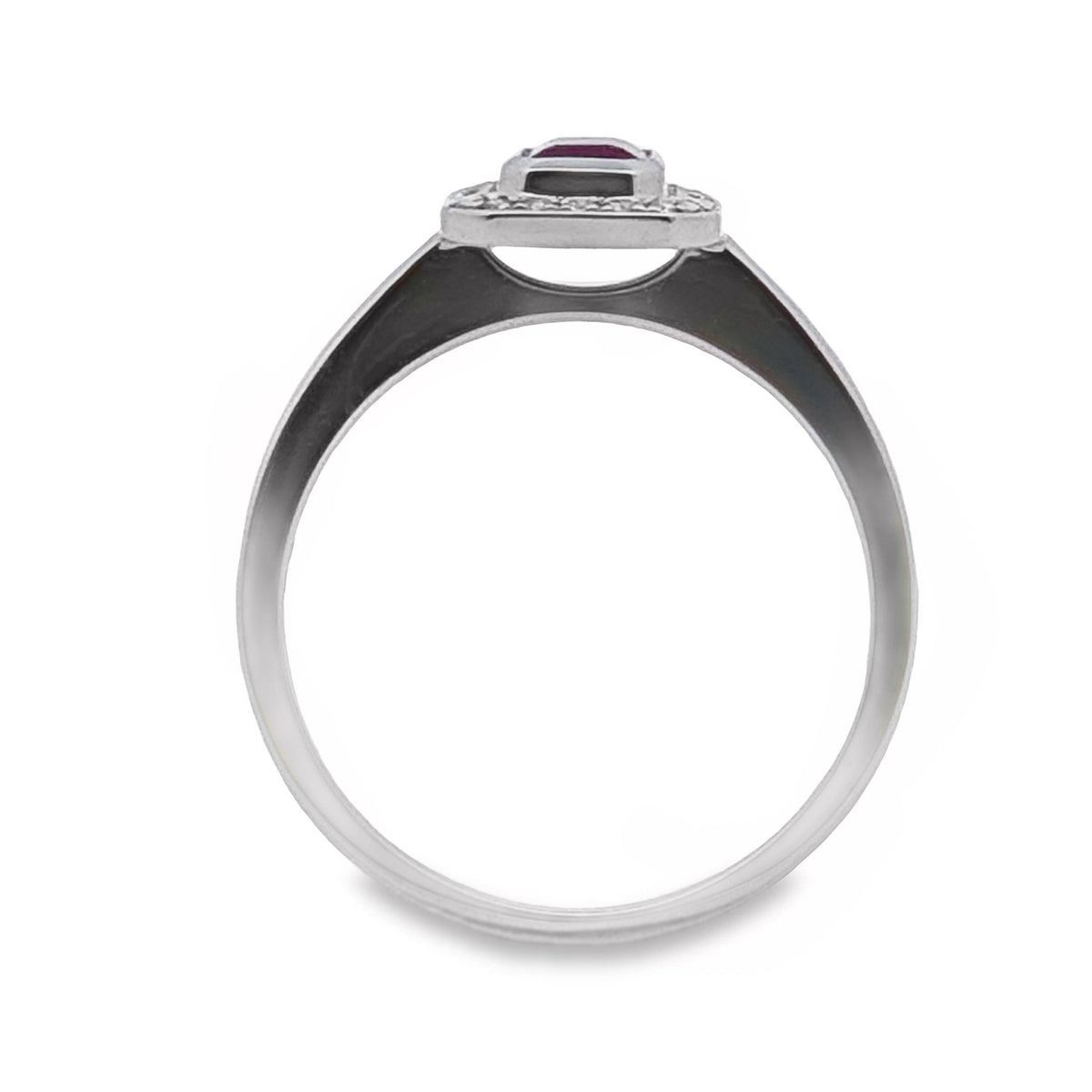 9ct White Gold Natural Ruby And Diamond Ring