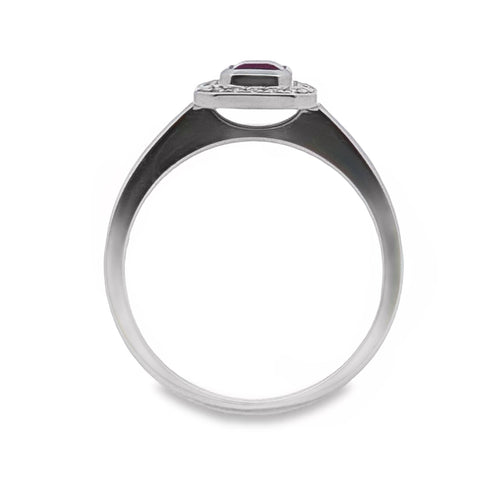 9ct White Gold Natural Ruby And Diamond Ring
