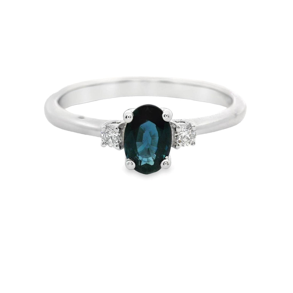 9ct White Gold Sapphire And Diamond Trilogy Ring