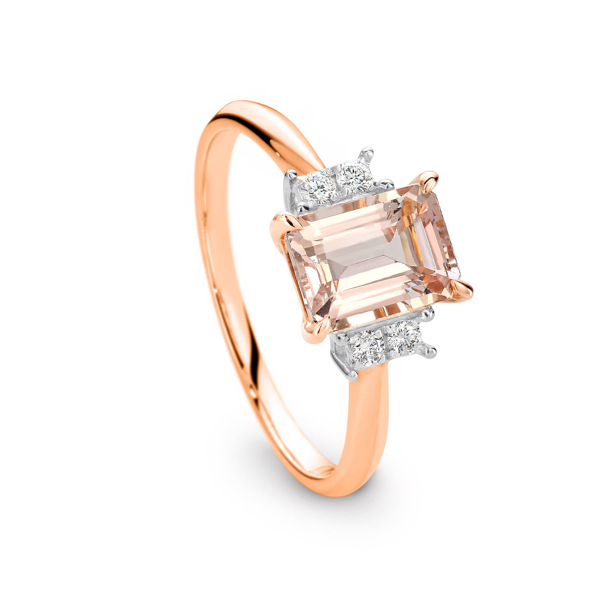 9ct Rose Gold Morganite And Diamond Ring