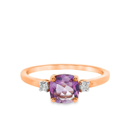 Amethyst And Diamond Trilogy Ring