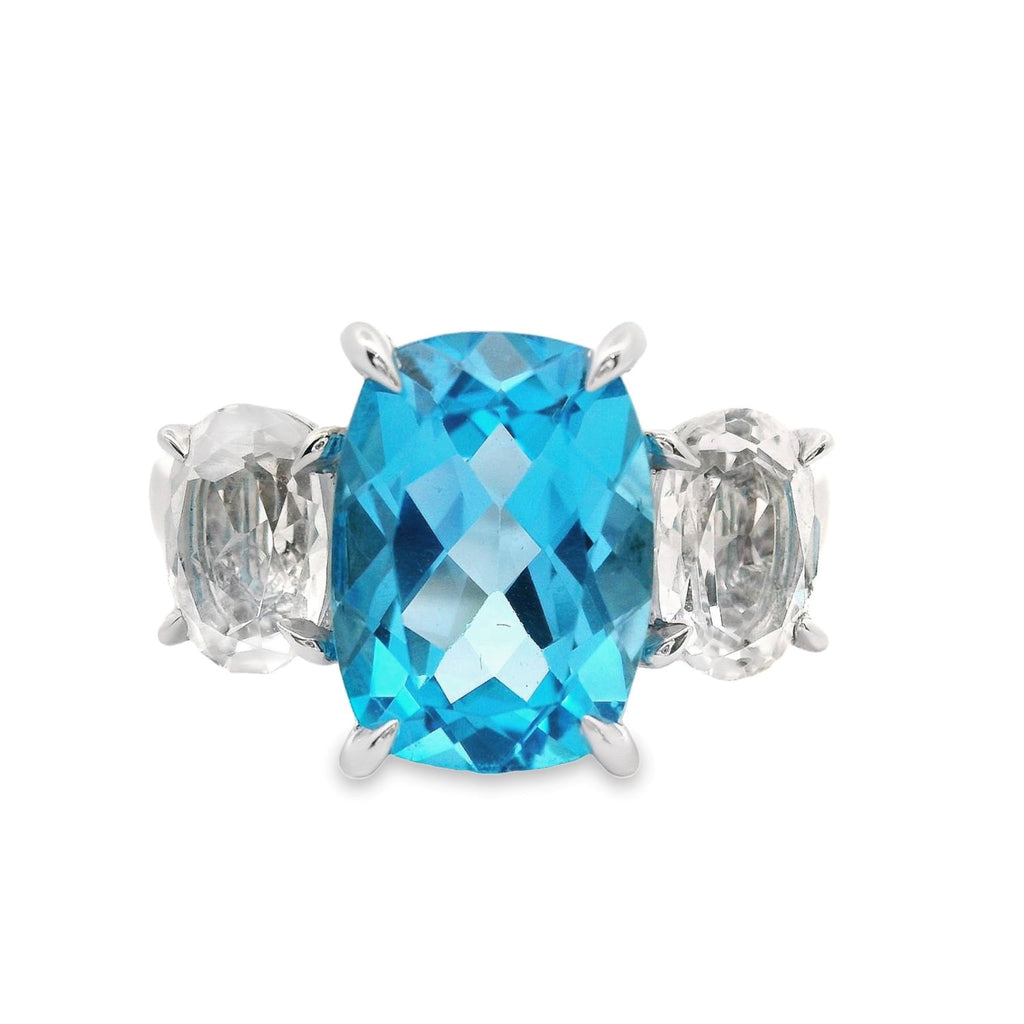 Blue And White Topaz Trilogy Ring