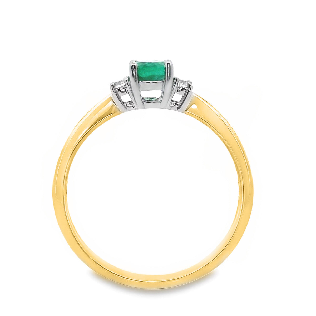 Natural Emerald And Diamond Trilogy Ring
