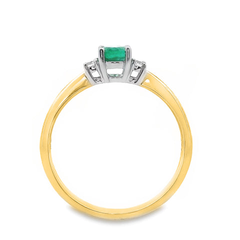 Natural Emerald And Diamond Trilogy Ring