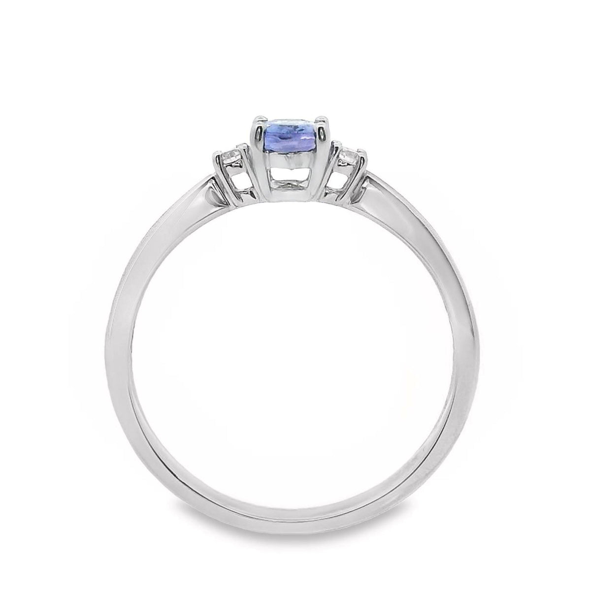 9ct White Gold Tanzanite And Diamond Trilogy Ring