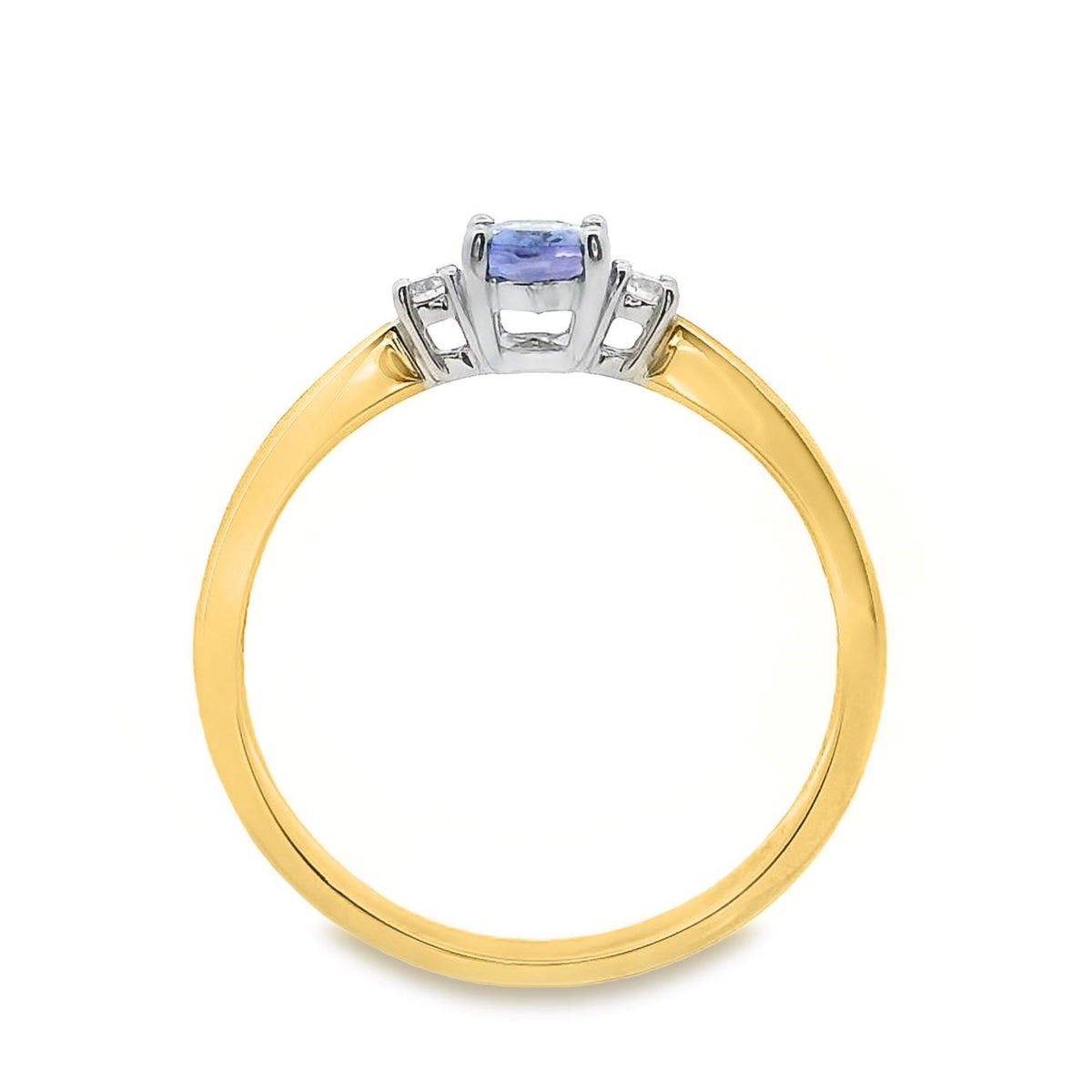 9ct Yellow Gold Tanzanite And Diamond Trilogy Ring