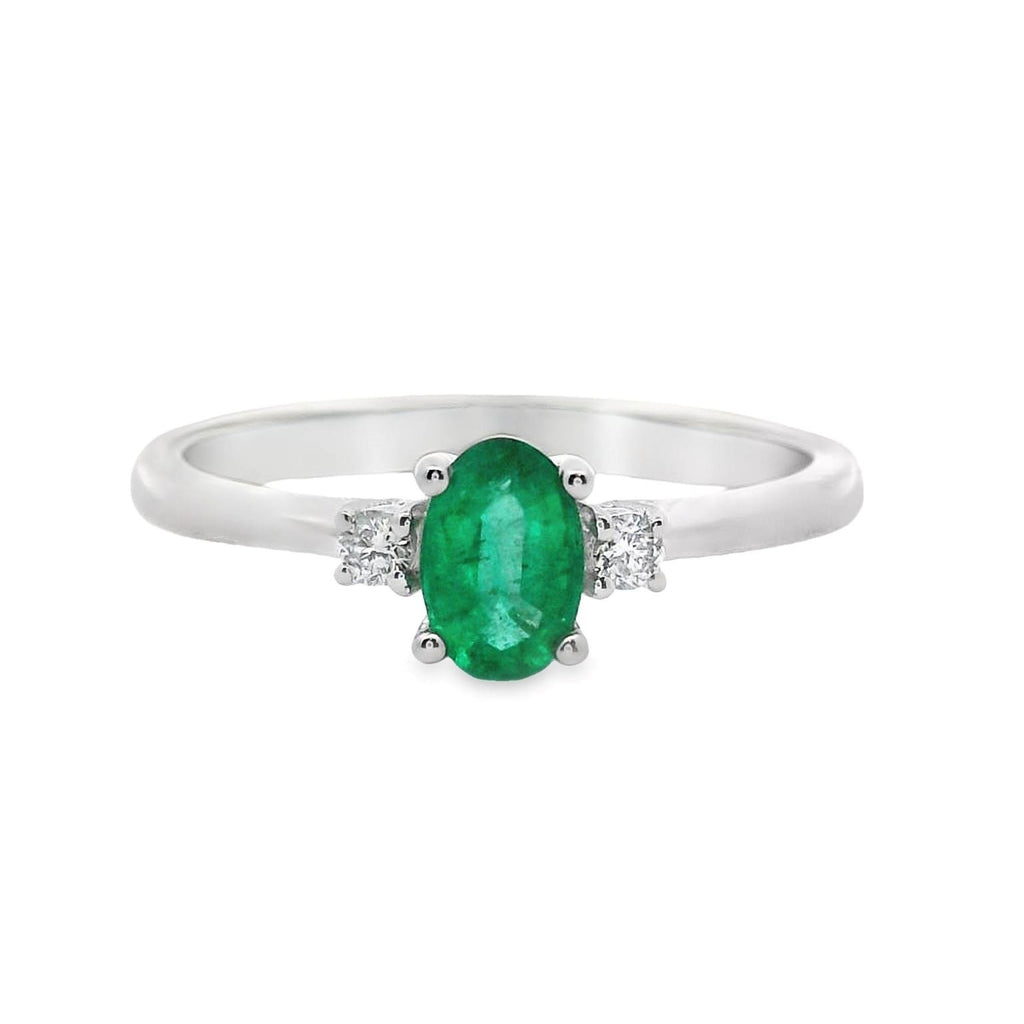 Natural Emerald And Diamond Trilogy Ring