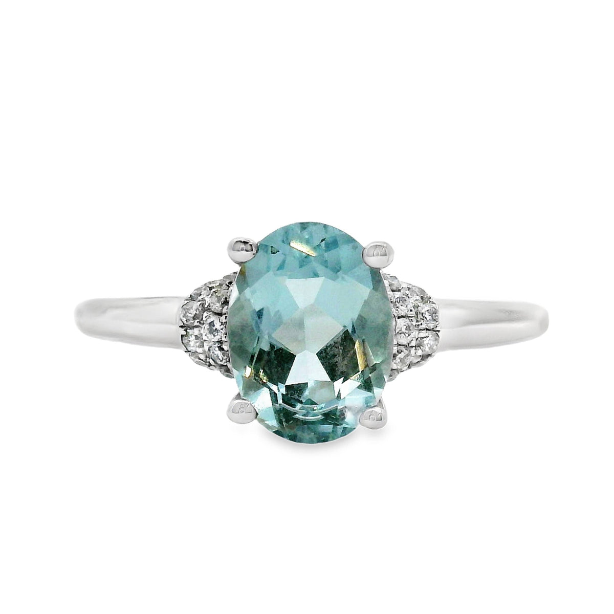 9ct White Gold Aquamarine And Diamond Dress Ring