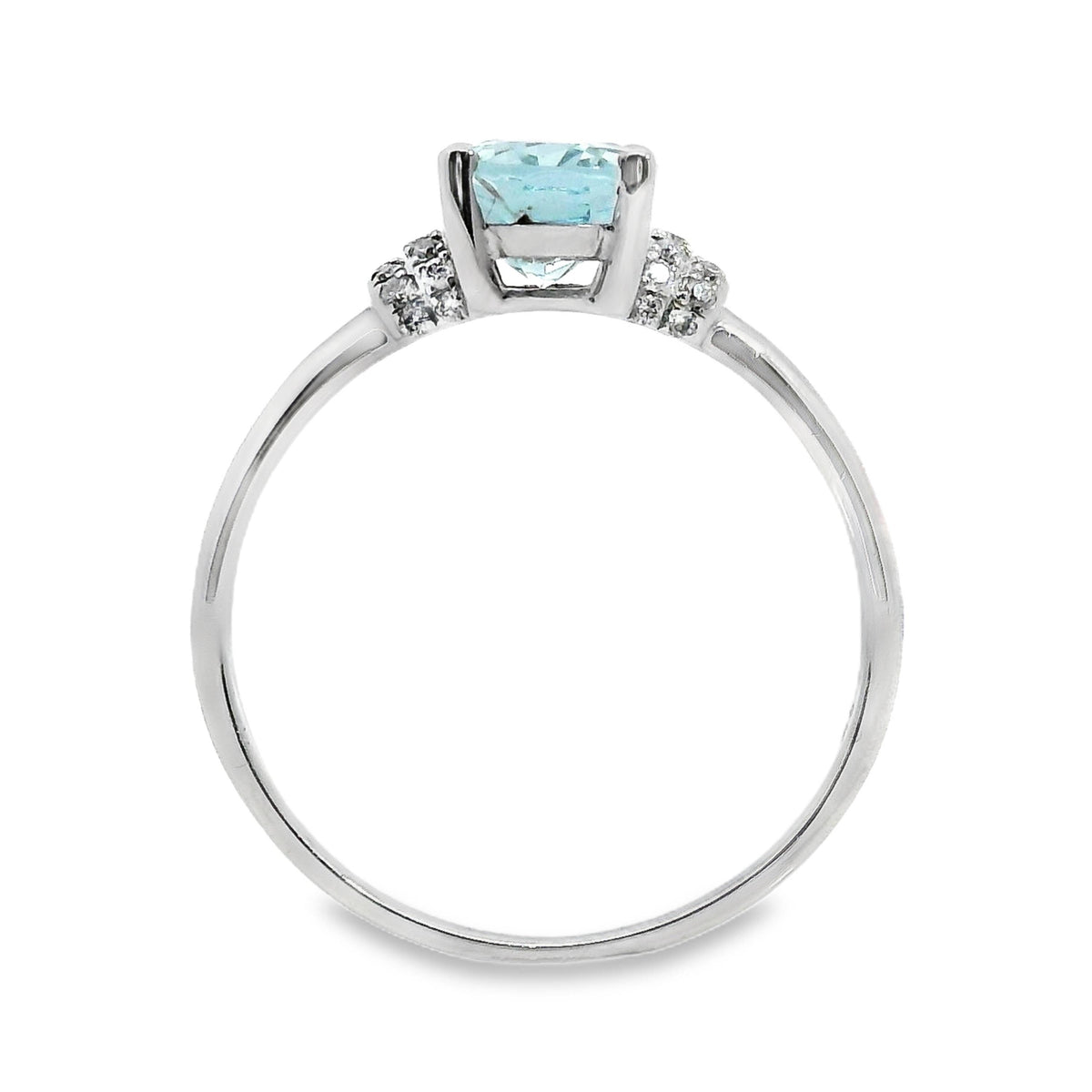 9ct White Gold Aquamarine And Diamond Dress Ring