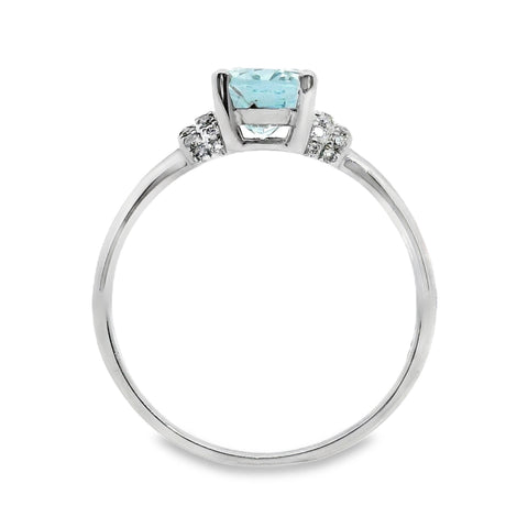 9ct White Gold Aquamarine And Diamond Dress Ring