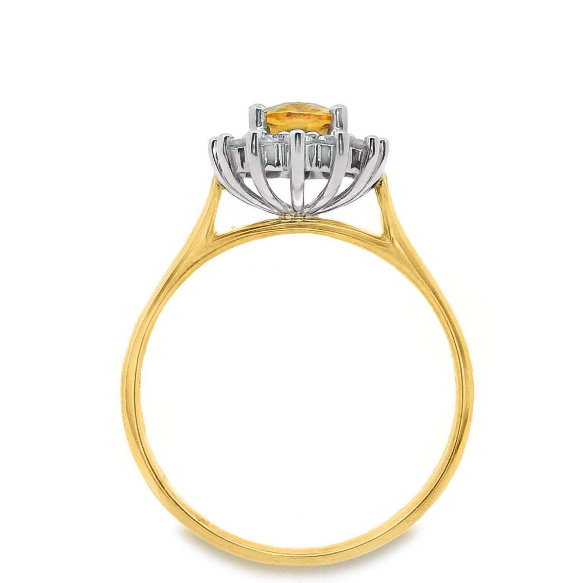 9ct Yellow And White Gold Citrine And Diamond Halo Set Ring