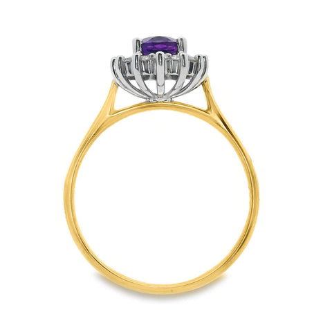 Amethyst And Diamond Halo Set Ring