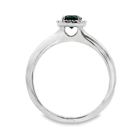 9ct White Gold Sapphire And Diamond Halo Set Ring