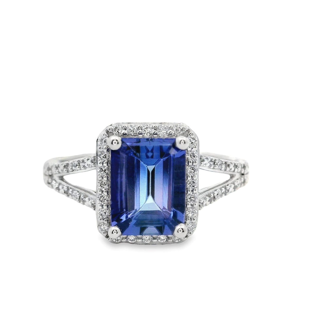 Tanzanite And Natural Diamond Split Band Ring