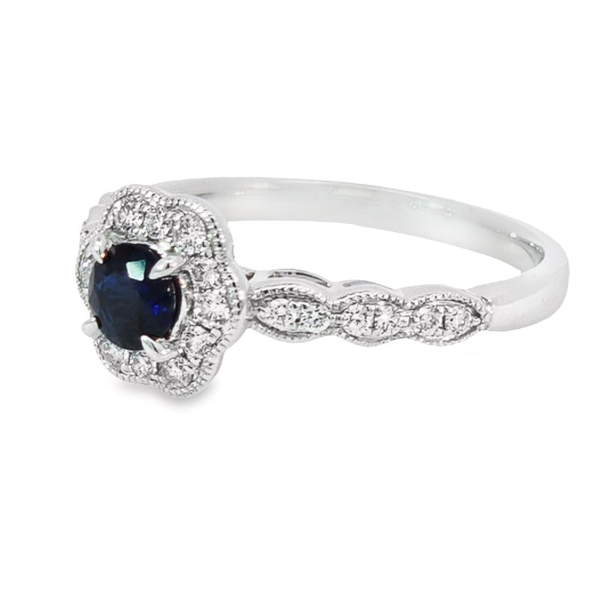 18ct White Gold Sapphire And Diamond Flower Ring