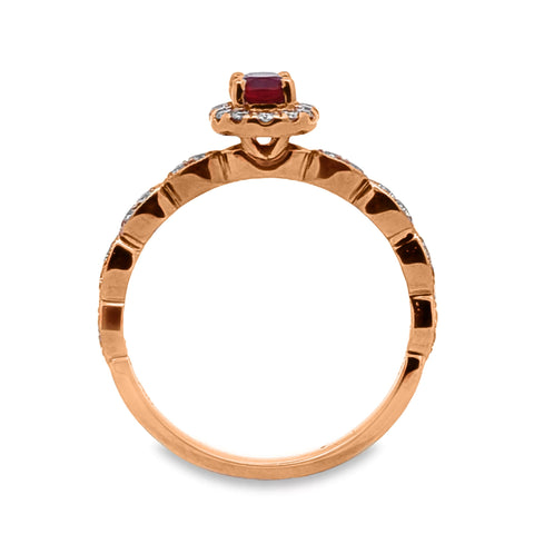 18ct Rose Gold Natural Ruby And Diamond Ring