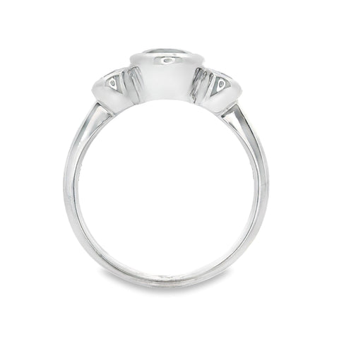 Bezel Set Australian Sapphire And Diamond Trilogy Ring