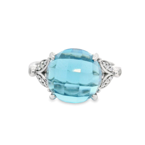 Blue Topaz And Diamond Ring