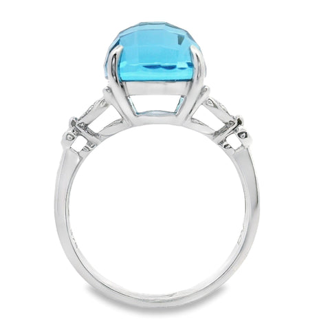 Blue Topaz And Diamond Ring