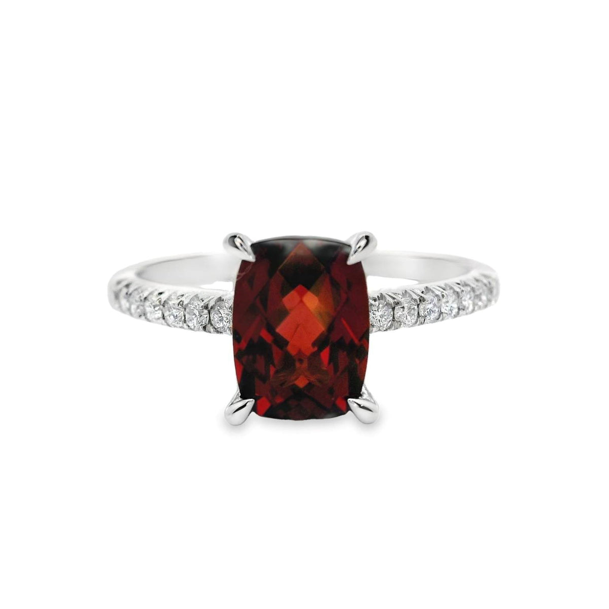 Natural Garnet And Diamond Ring
