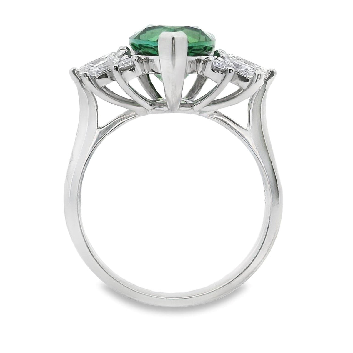 Bespoke 18ct White Gold Blue Green Tourmaline And Diamond Ring